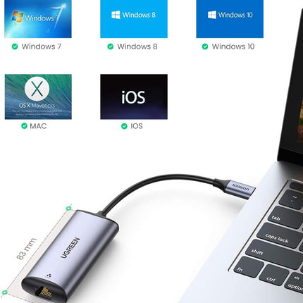 محول إيثرنت USB-C إلى RJ45 2.5G من يوجرين (رمادي فضائي) /70446