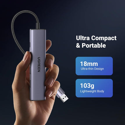 محول إيثرنت USB3.0 إلى 3 منافذ USB3.0 +RJ45 (1G) من يوجرين مع مزود طاقة من النوع تايب سي /60554