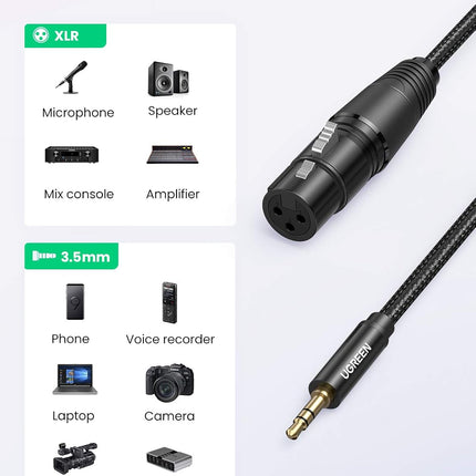 كابل ميكروفون UGREEN 3.5 مم إلى XLR ذكر إلى XLR أنثى /AV182