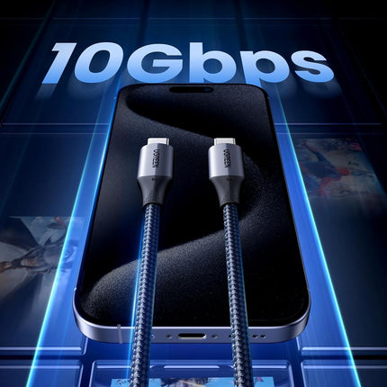 كابل شحن UGREEN 240 واط USB-C إلى USB-C، USB 3.1 الجيل الثاني 10 جيجابت في الثانية 4K@60Hz (1 متر) / US355