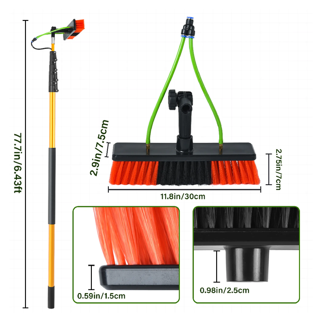 فرشاية تنظيف طاقة شمسية تلسكوب 6 متر