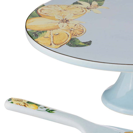 CITRUS BLOOMS FOOTED CAKE STAND & SERVER SET