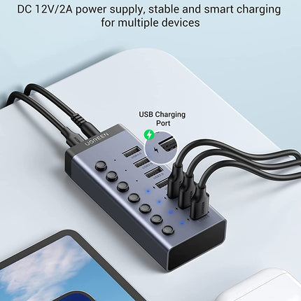 UGREEN USB-C to 7-Port USB-A 3.0 Hub DC 12V EU / 90307