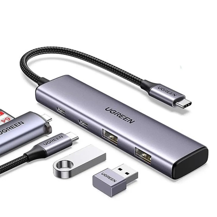 موزع USB-C إلى USB-A بمنفذين + USB-C بمنفذين بسرعة تصل إلى 5 جيجابت في الثانية بدون منفذ طاقة من يوجرين / 15395