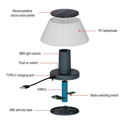 مصباح طاولة طاقة شمسيةقابل للشحن