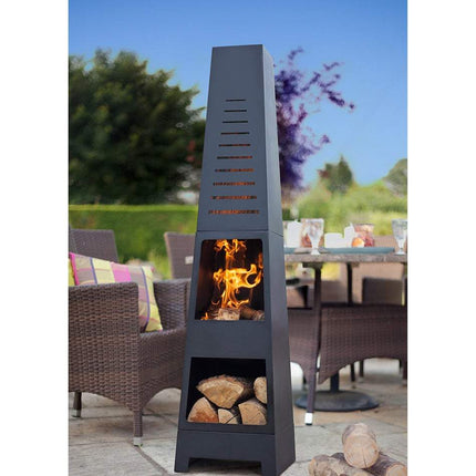 La Hacienda Firepit Steel Chimenea With Storage موقد حطب مع مخزن