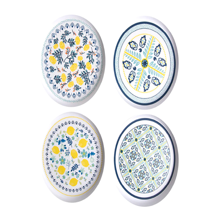 POSITANO TILE MELAMINE ASSORTED 4PK PLATE