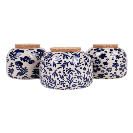 POSITANO ORBIT NAVY FLORAL ASSORTED CANISTER