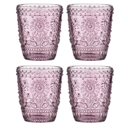 SUNFLOWER PINK 4PK GLASS TUMBLER