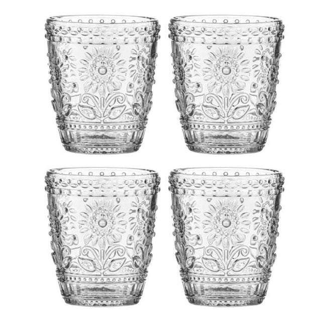 SUNFLOWER CLEAR 4PK GLASS TUMBLER