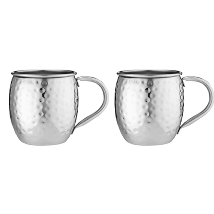 SPENCER HAMMERED SILVER HANDLED 2PK MUG