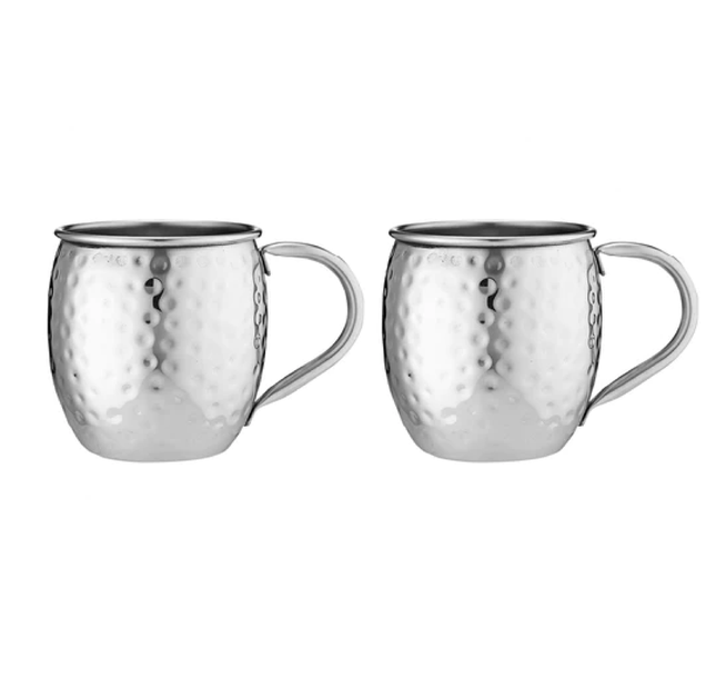 SPENCER HAMMERED SILVER HANDLED 2PK MUG