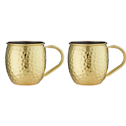 SPENCER HAMMERED GOLD HANDLED 2PK MUG