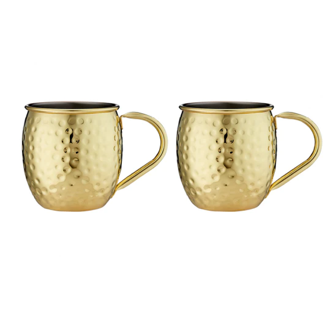 SPENCER HAMMERED GOLD HANDLED 2PK MUG