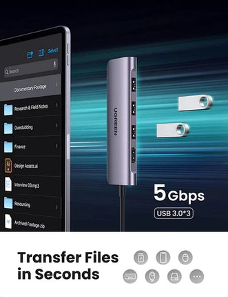 70410 / موزع من USB-C إلى 3xUSB3.0-A+HDMI+TF/SD+PD