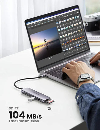 70410 / موزع من USB-C إلى 3xUSB3.0-A+HDMI+TF/SD+PD