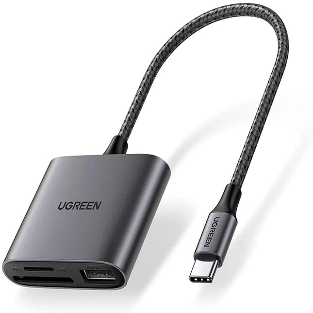 قارئ بطاقات الذاكرة USB-C إلى SD/TF + USB 2.0 من يوجرين / 80798